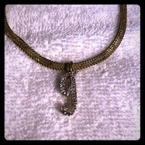 14k Gold Necklace with Diamond J Charm